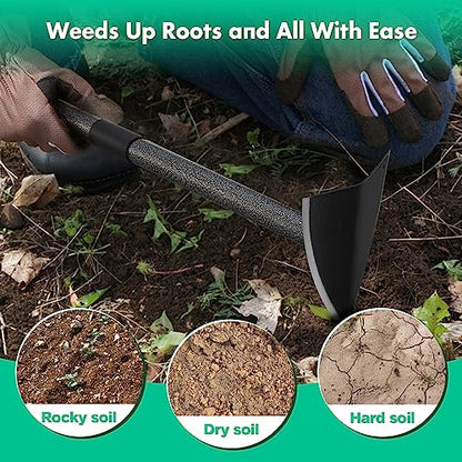 Garden Hoe, Heavy Duty Trenching Hoes with 60 Inch Long Handle, Sharp Edge Triangle Weeding Hoe Garden Tools for Weeds Removal,Cultivating,Digging,Loosen Soil, Trenching, Landscaping Manual Weeder - size: 60"