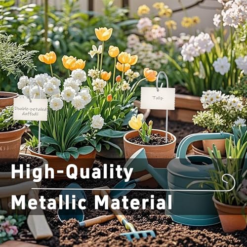10Pcs Silver Plant Label Hooks, Rustproof Garden Stake Marker Holders, Plant Label Hanger Rods for Flower Pots, Planters, Containers, Support for Plant Signs and Garden Accessories - size: 40cm