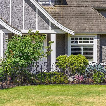2ft(H) x10ft(L) Decorative Garden Fence Border, 5 Pack Outdoor Rustproof Metal Wire Tall Animal Barrier Fence No Dig for Dogs Rabbit Squirrel, 24inches - size: 24IN(H)x10FT(L) 5Pack