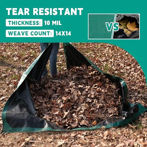 RAINDEWAY 6x6 Feet Leaf Tarp with Handles 10 Mil Waterproof Tarp for Leaves - size: 6x6 Feet-Finished Size