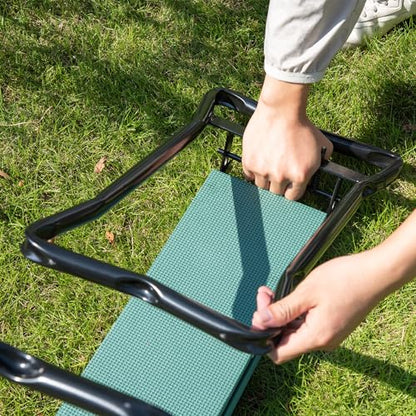 Garden Kneeler and Seat Bench, Foldable Garden Stool, Green