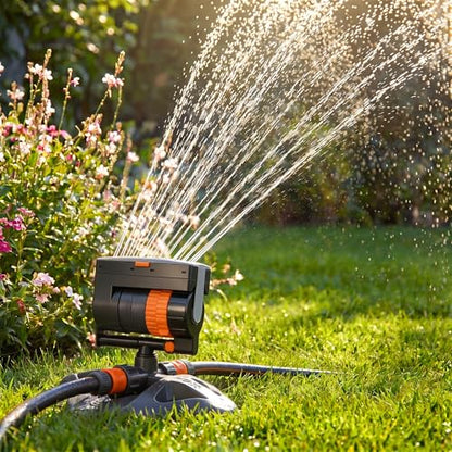 4 Way Adjustable Mini Turbo Oscillating Lawn Sprinkler(Plastic Base) - style: Plastic Widened Base