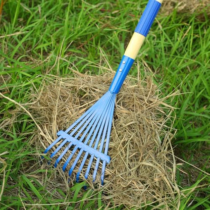 Kids Rakes with Hardwood Handle - Metal Kids Leaves Rakes, 28" Child Size Lawn Rakes with Vibrant Blue Heads, Garden Tool Set for Kids Boys and Girls - color: Blue