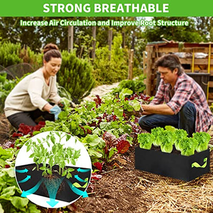 ANGELIOX 2Pcs Grow Bags, 3-Grids Rectangle Grow Bag,14 Gallon Thickened 400G Fabric Garden Bed, Nonwoven Square Flower Planter Containers for Flowers,Vegetable,Fruit, Growing Pots with Handles - size: 90*30*20-2Pack