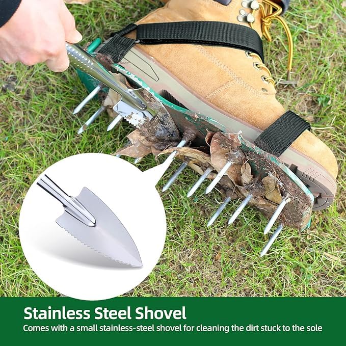 2 Pair Lawn Aerator Shoes, Heavy Duty Spiked Aerating Sandals, Lawn Aerating Sandals with 8 Adjustable Straps and 52 Spikes for Aerating Patio Garden