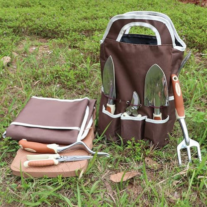 Brown Garden Tools Set 12-Piece, Gardening Gifts for Women Men - color: brown
