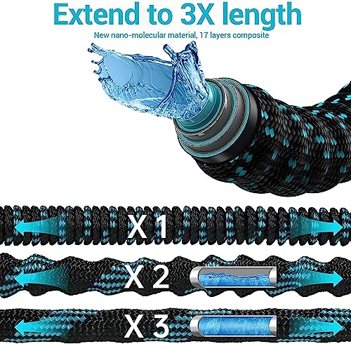 75 ft Expandable Garden Hoses - New Upgrated Expanding Water Garden Hose - Retractable,Flexible,Less Kink-Free & Tangle Car Washing Pipe for Yard, Outdoor