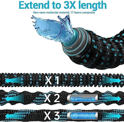 75 ft Expandable Garden Hoses - New Upgrated Expanding Water Garden Hose - Retractable,Flexible,Less Kink-Free & Tangle Car Washing Pipe for Yard, Outdoor