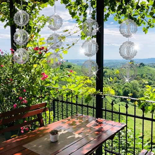 Owl Bird Deterrents for Outside,3D Stainless Steel Wind Spinners Outdoor Decor,Reflective Bird Scare Discs Set,Shiny Bird Reflectors to Keep Woodpecker Pigeon Away from House Patio Yard Porch - color: Silver Owl(4 Set)
