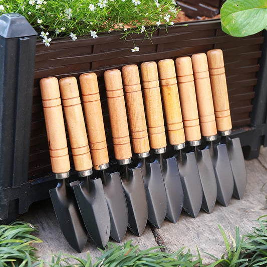 Wood Handle Garden Hand Trowel Iron Narrow Shovel Mini Digging Spade for Planting Transplanting Weeding Potting Succulent Care 6.69 x 1.38 Inch with Storage Bag 1 PCS
