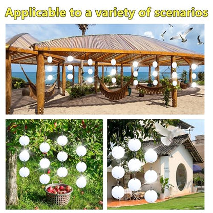 Reflective Bird Scare Discs,12 Set Double-Sided Reflectors Scare Devices,Bird Reflectors to Keep Birds Away Like Pigeon Migrant Bird,Suitable for Garden, Porch,Floor-to-Ceiling Windows - size: 12 count