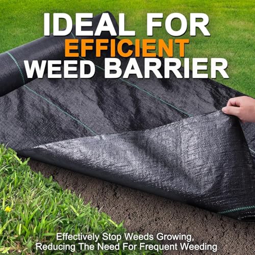 Winisok 4FT x 300FT Weed Barrier Landscape Fabric, 3.2oz Woven Garden Cloth, Heavy Duty Breathable Ground Cover for Landscaping, Gardening and Farming - size: 4FT x 300FT