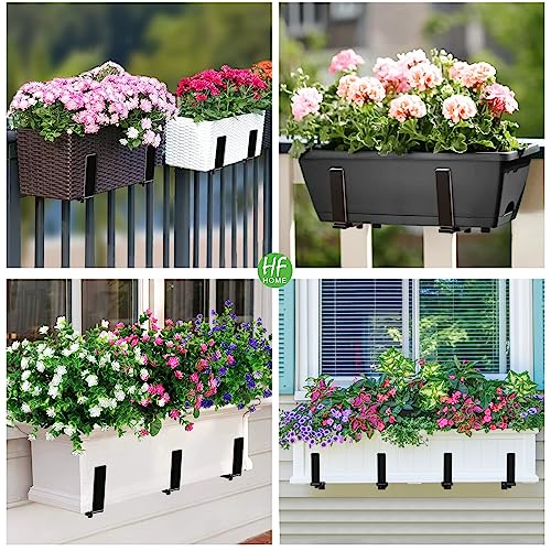 HFHOME 2PCS Adjustable Planter Box Brackets, Brackets for Window Boxes Planters Hanging Flower Box Holders, Wall Mount Holder for Windowsills, Garden, Fences, and Balcony - Black (Patent Registered) - size: Set of 2 - Black