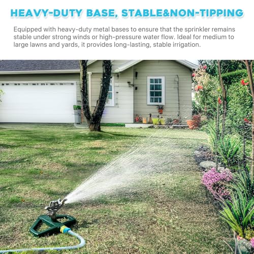 2 Pack Metal Impact Sprinklers for Yard Lawn Sprinkler 360 Coverage - color: Green