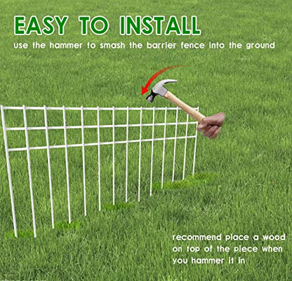 24x15-inch No Dig Animal Barrier Fence, 10 Pack White Dig Protective Fence with 1.5 inch Spike spacing, Dog/Rabbit/Groundhog Underground Defence, for Outdoor Garden Patio - size: 10 pack 24x15-inch white