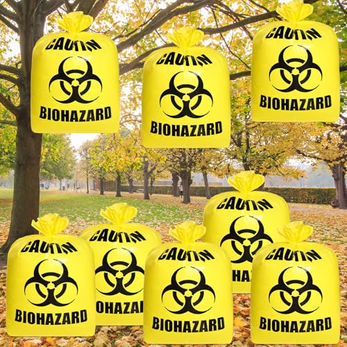 Qilery 4 Pcs Large Halloween Lawn Leaf Trash Bags Outdoor,Biohazard - style: Biohazard