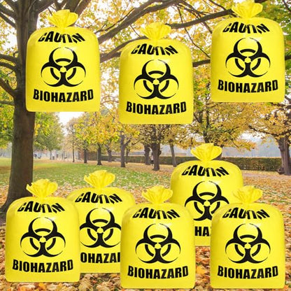 Qilery 4 Pcs Large Halloween Lawn Leaf Trash Bags Outdoor,Biohazard - style: Biohazard
