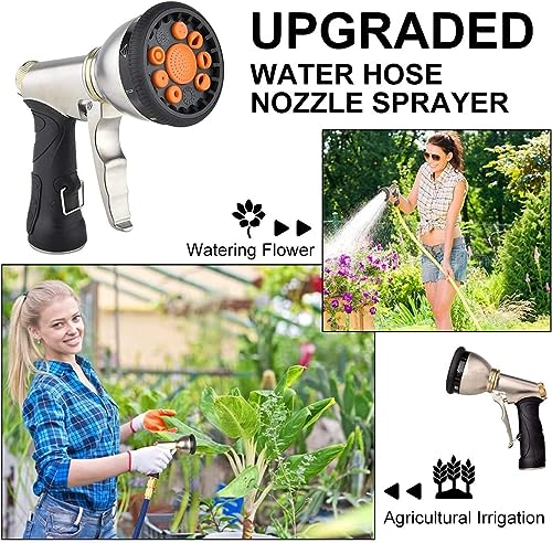Garden Hose Nozzles,9 Spray Patterns Heavy Duty Metal Hose Sprayer Nozzle (Orange) - color: Orange