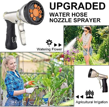 Garden Hose Nozzles,9 Spray Patterns Heavy Duty Metal Hose Sprayer Nozzle (Orange) - color: Orange
