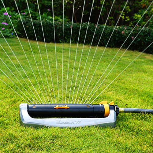 Melnor 65154AMZ XT Turbo Oscillating Sprinkler,Metal Base,4,500 sq. ft.,Quick Connect Bundle,3-Way Adjustable,Black,Yellow,(Pack of 12) - size: 3-Way Adjustable, style: Metal Base (Pack of 12)