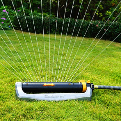 Melnor 65154AMZ XT Turbo Oscillating Sprinkler,Metal Base,4,500 sq. ft.,Quick Connect Bundle,3-Way Adjustable,Black,Yellow,(Pack of 12) - size: 3-Way Adjustable, style: Metal Base (Pack of 12)