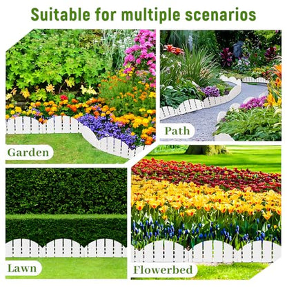 White Garden Edging Flexible Landscape Border with Anchoring Spikes for Lawn Flower Bed Outdoor Decor (30)