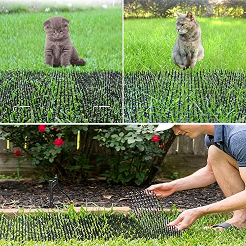 SENENQU 13FT x 12 In Cat Scat Mat with Spikes and 8 Garden Staples, Scat Mats for Cat Indoor, Cats Scats Mats Anti-Cats Deterrent Mat Prickle Strips Home Spike Deterrent for Outdoor Garden Window Sofa