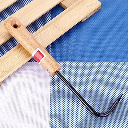 Iron Garden Claw Hand Tool, Single Claw Bonsai Root Rake with Wooden Handle, Multifunction Root Pick Rake for Digging, Weeding, Loosening, 2.36x8.66in