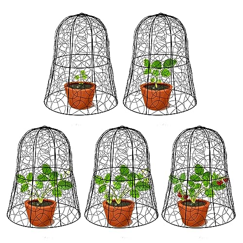 DouSeiAi 5 Packs Garden Chicken Wire Cloche, 13''×15.7'' Metal Plant Protection Fence, for Plants to Protect from Animals in Outdoor Vegetable Garden, Black - color: Black, size: 5 Pcs