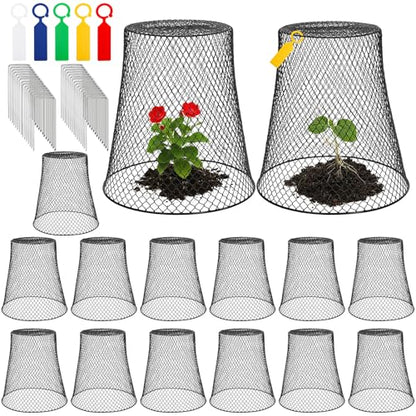 SOUJOY 15 Pcs 12 Inch Large Chicken Wire Cloche Plant Protector Cover, Heavy Duty Metal Garden Plant Protector from Animals, Plant Cages for Keeping Bunnies, Chickens, Squirrels, Birds Other Out
