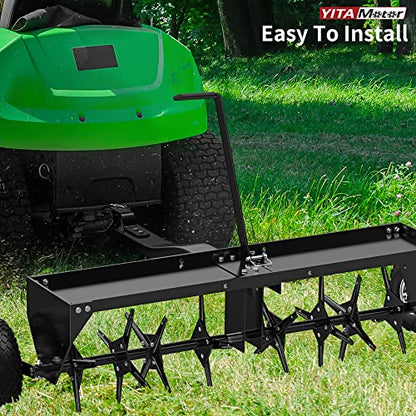 YITAMOTOR 48" Tow Behind Lawn Aerator, 32 Steel Tines Rolling Lawn Aerator