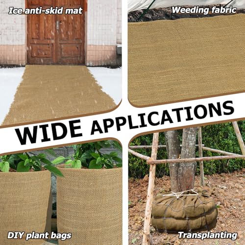 ANPHSIN 40ftx40in Natrual Burlap Plant Covers Freeze Protection - size: 40ft