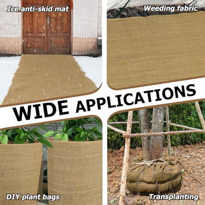 ANPHSIN 40ftx40in Natrual Burlap Plant Covers Freeze Protection - size: 40ft