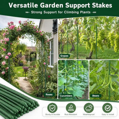 Xiny Tool Garden Stakes, 25 Pack 4 Ft Steel Plant Garden Tomato Stakes with Plastic Coat for Climbing Plants (25 Pack 48 Inch) - size: 48 Inch