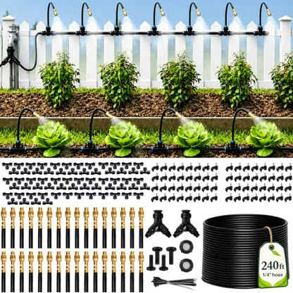 Bonviee 240FT Drip Irrigation System with Adjustable Nozzles - size: 240ft