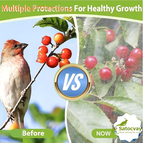 Fruit Tree Netting 2 Pack 8x8 FT with Drawstring and Zipper - Reusable Plant Protection Cover, Heavy Duty PE Mesh Netting for Blueberry Bushes - Blocks Birds/Deer/Squirrels - size: 8x8 FT