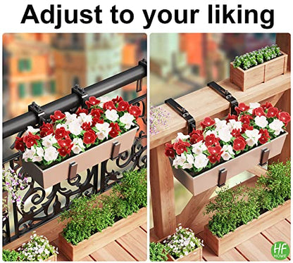 HFHOME 2PCS Adjustable Planter Box Brackets, Brackets for Window Boxes Planters Hanging Flower Box Holders, Wall Mount Holder for Windowsills, Garden, Fences, and Balcony - Black (Patent Registered) - size: Set of 2 - Black
