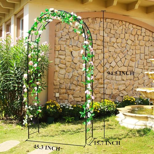 Metal Garden Arch Pergola Arbor 7.9 Ft H x 3.8 Ft W with Stakes - color: Black Arch-B