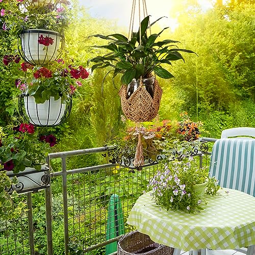 Macrame Plant Hangers Jute Crochet Plant Hanger Indoor with 2 Hooks Hanging Planter Basket Flower Pots Holder for Boho Home Décor 2Pcs