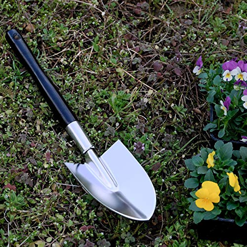 Garden Shovel Hand Long Handle 18-1/2" Heavy Duty Japanese Steel Wood Handle, Made in Japan, Long Handle Garden Trowel Tool for Digging and Transplanting, Silver