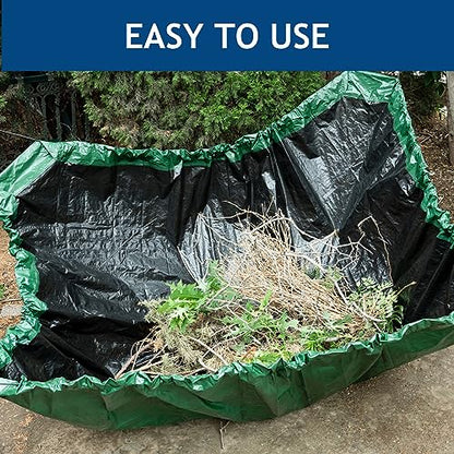 2 Pcs Leaf Tarp 9x9 Feet, Lawn Garden Leaf Tarp with 4 Drawstrings, Reusable Waterproof Poly Tarp Yard Waste Bags, All Purpose Protective Cover for Bikes, Furniture Cover, Tent Footprint - size: 9×9 Ft (2 Pcs)