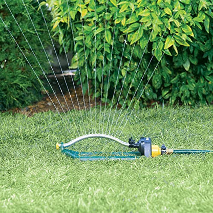 Melnor 65151AMZ Oscillating Sprinkler, Covers Up to 3,000 Sq. Ft., Small Medium Large Coverage Adjustment, 15 Precision Nozzles, Quick Connect Bundle, Green, Yellow - style: 3,000 sq. ft.