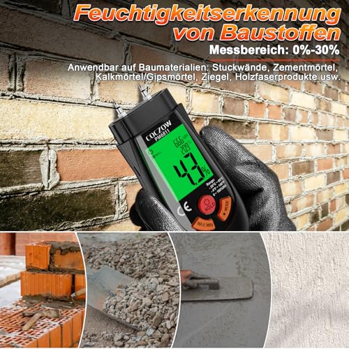 Wood Moisture Meter with Temperature and Humidity Measurement – Ideal for quickly measuring moisture content in logs, paper, plywood, plaster walls, floor coverings, and other materials. - color: Black Red