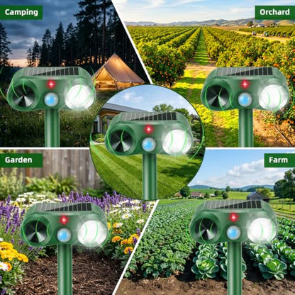2 Pack Solar Ultrasonic Animal Repellent Deer Repellent Devices for Yard