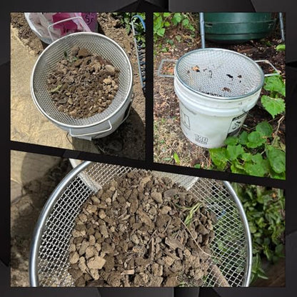 Round Soil Sifter (1/4-inch Mesh) Stainless Steel with Handle