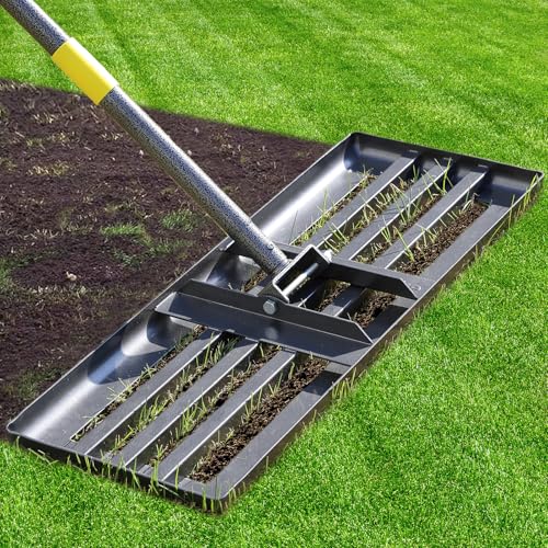 Lawn Leveling Rake - Heavy Duty 30"x10" Stainless Steel Leveler Plate,Reinforced Welds,28-60" Adjustable, Anti Flipping Smooth Edge,for Soil, Dirt,Ground,Yard Top Dressing,Landscaping - style: 30x10'',5FT