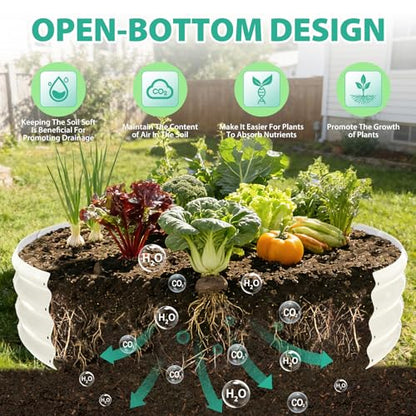 12 Inch Tall 60 Inch Diameter Round White Raised Garden Bed Kits Outdoor - color: Cream White, size: 60 Dia X 12 inches