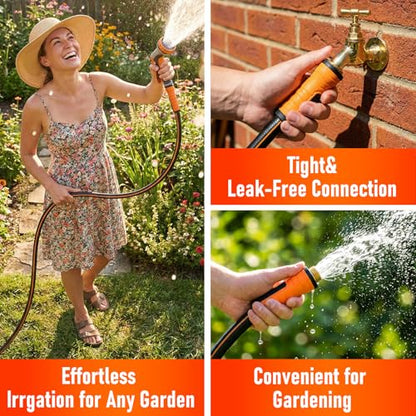 Garden Hose 75 ft x 5/8", Heavy Duty Water Hose, Flexible and Durable, Kink Resistant Lightweight Hybrid Hose, Leakproof Yard Hose with Male to Female Fittings - color: Black, size: 75ft