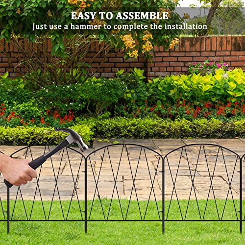 YBING Decorative Garden Fence, 10 Pack 11Ft (L) x 16In (H) Arched Metal Fence Border, Rustproof Animal Barrier for Flower Bed Patio Landscape Outdoor