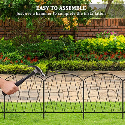 YBING Decorative Garden Fence, 10 Pack 11Ft (L) x 16In (H) Arched Metal Fence Border, Rustproof Animal Barrier for Flower Bed Patio Landscape Outdoor